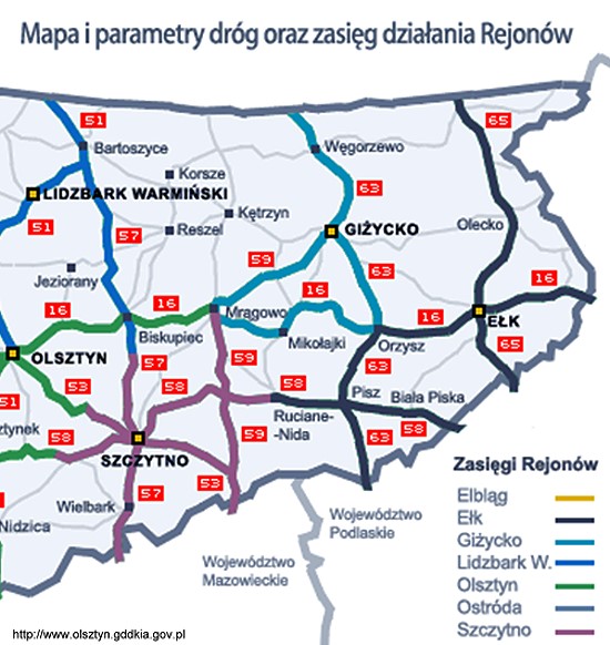 Wykaz dróg wojewódzkich na terenie Powiatu Oleckiego 