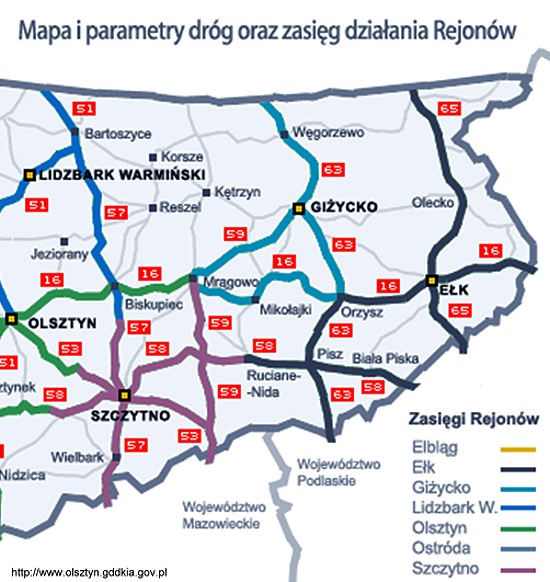 Wykaz dróg wojewódzkich na terenie Powiatu Oleckiego